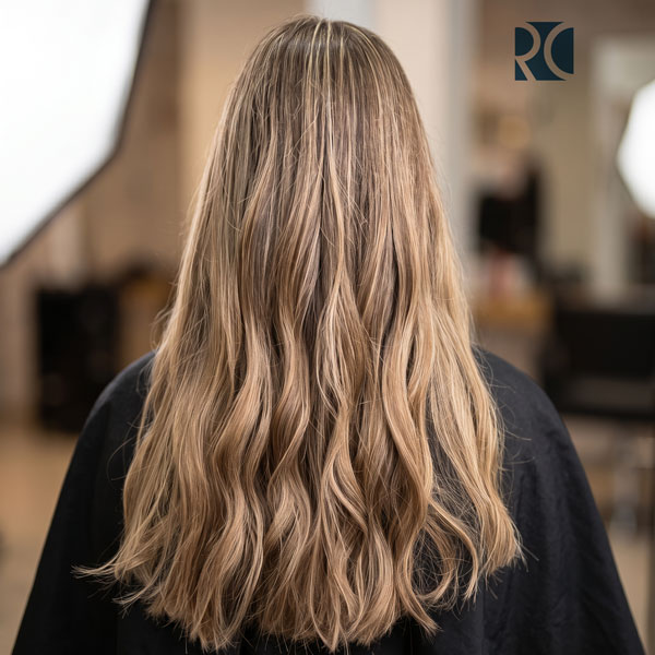 Cabello largo cobrizo con corte en capas y movimiento